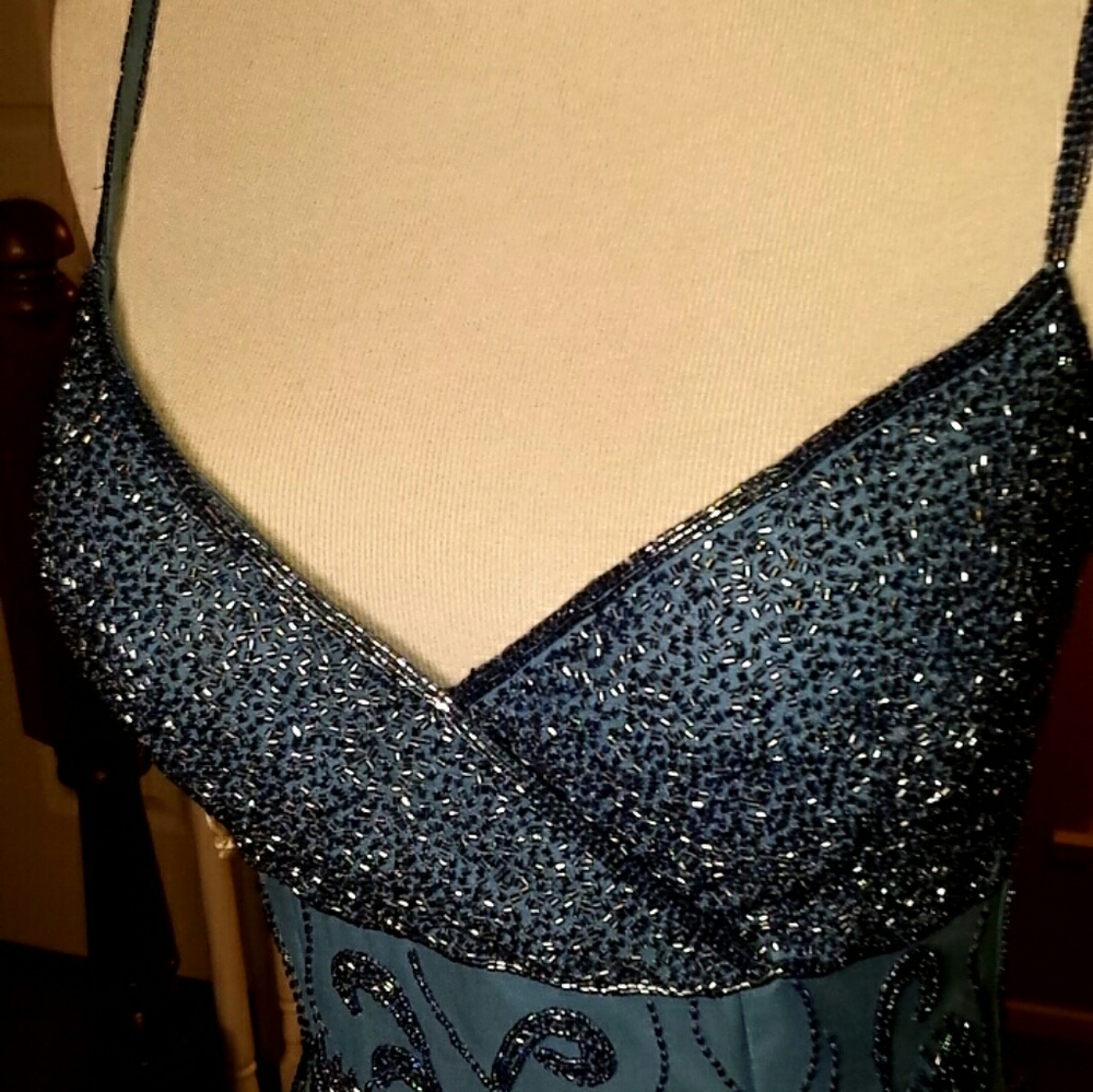 Blue beaded formal dress - Picture 6 of 8